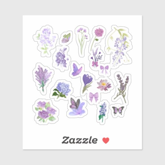 Purple Floral Sticker Pack (Feuille)