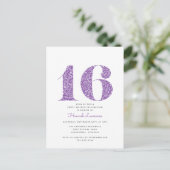 Purple Floral Sweet 16 Anniversaire Invitation (Debout devant)