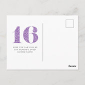 Purple Floral Sweet 16 Anniversaire Invitation (Dos)