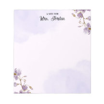 Purple Floral Teacher Notepad 