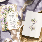 Purple Floral Vintage Mariage Invitation