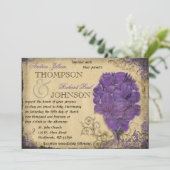 Purple Floral Vintage Mariage Invitation (Debout devant)