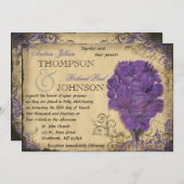 Purple Floral Vintage Mariage Invitation (Devant / Derrière)