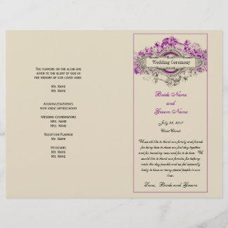 Purple Floral Vintage Wedding Programme