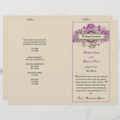 Purple Floral Vintage Wedding Programme (Devant / Derrière)
