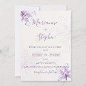Purple Floral Watercolor Wedding Invitation (Devant)