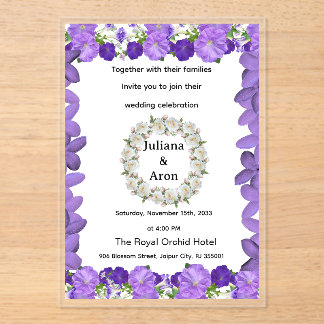 Purple Floral Wedding Invitation – Elegant Garden