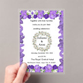 Purple Floral Wedding Invitation – Elegant Garden  Acryl Uitnodigingen (Insitu (Draagbaar))