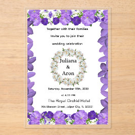 Purple Floral Wedding Invitation – Elegant Garden  Acryl Uitnodigingen
