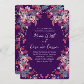 Purple Floral Wedding Invitations Bold Fall Kaart (Voorkant / Achterkant)