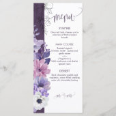 Purple Floral Wedding Menu Card (Devant)