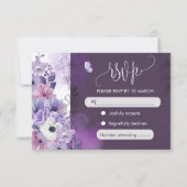 Purple Floral Wedding RSVP Card (Devant)
