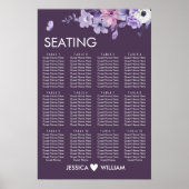 Purple Floral Wedding Seating Chart Poster (Devant)