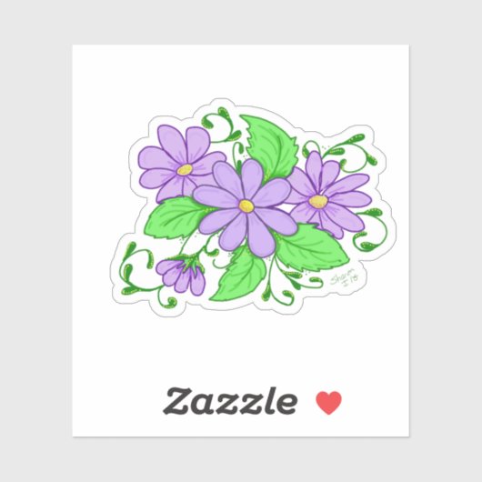 Purple Flower Artistic design sticker (Feuille)