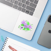 Purple Flower Artistic design sticker (Ordinateur portable avec iPhone)