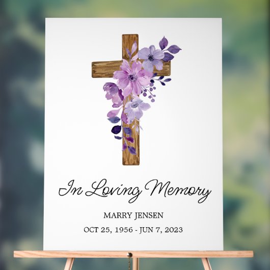 Purple flower cross Memorial Funeral (Neutre)