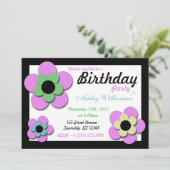 Purple Flower Retro Dazzle Invitations Anniversair (Debout devant)