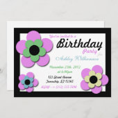 Purple Flower Retro Dazzle Invitations Anniversair (Devant / Derrière)