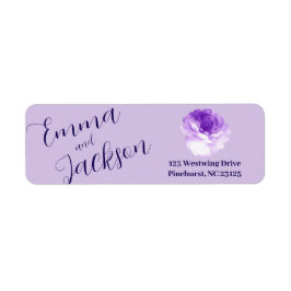 Purple Flower Script Return Address Label