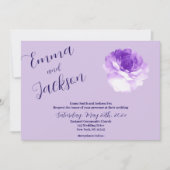 Purple Flower Script Wedding Invitation (Devant)