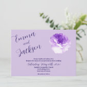 Purple Flower Script Wedding Invitation (Debout devant)
