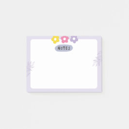 Purple flower sticky notes 