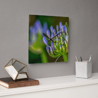 Purple Flower Wall Clock Vierkante Klok