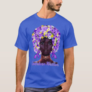 Purple Flowers Afro Hair Black Woman Overdosis War T-shirt