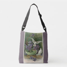 Purple Flowers and Doves Crossbody Bag Crossbody Tas