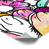 Purple flowers and light blue stripes poster (Hoek)