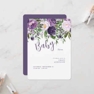 Purple Flowers Baby Girl Shower Rond Kaart