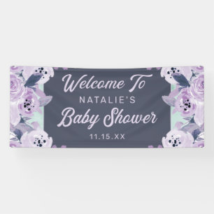  Purple Flowers Baby Girl Shower Welkom Spandoek