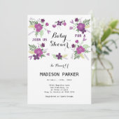 Purple Flowers Bouquet Invitation Kaart (Staand voorkant)