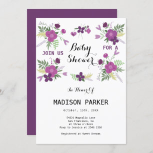 Purple Flowers Bouquet Invitation Kaart
