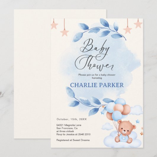 Purple Flowers Bouquet Invitation Kaart (Voorkant / Achterkant)