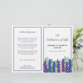 Purple Flowers Celebration of Life Funeral Program (Staand voorkant)