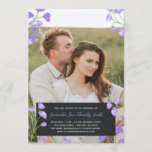 Purple Flowers Custom Foto Wedding Kaart