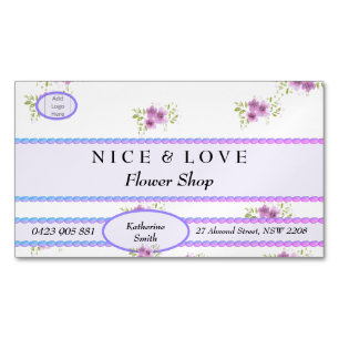 Purple Flowers Custom Shop Visitekaartje Magnet Magnetisch Visitekaartje