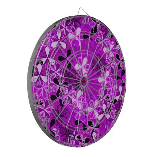 Purple Flowers Dartboard Dartbord (Voorkant Links)