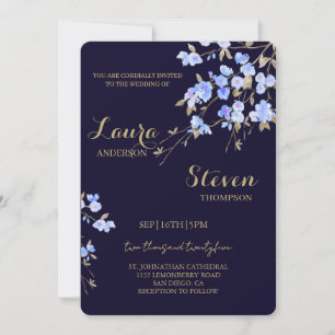 Purple Flowers Decoratie Huwelijksuitnodiging Kaart