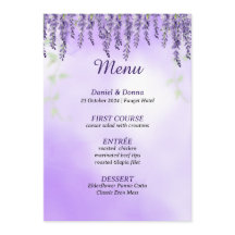 Purple Flowers | Eenvoudig menu Waterverf bruiloft