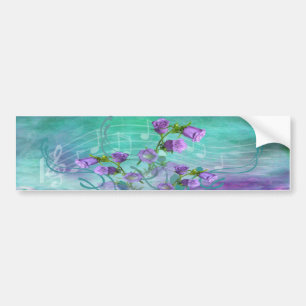 Purple Flowers en een Musical Score Bumpersticker