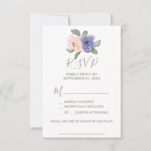 Purple Flowers en Lace Song Request RSVP-kaart RSVP Kaartje