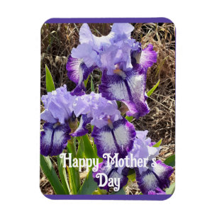 Purple Flowers Floral Iris Irises Moederdag Kaart Magneet