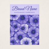 Purple flowers floral pattern earring display card visitekaartje (Voorkant)