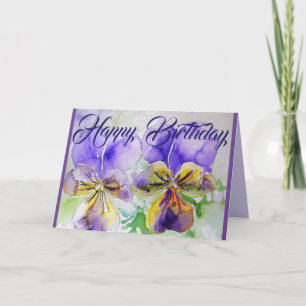 Purple Flowers Floral Viola Waterverf Art Kaart