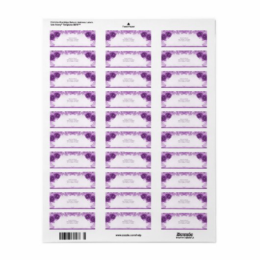 Purple Flowers Flourish Retouradres Label (Full Sheet)