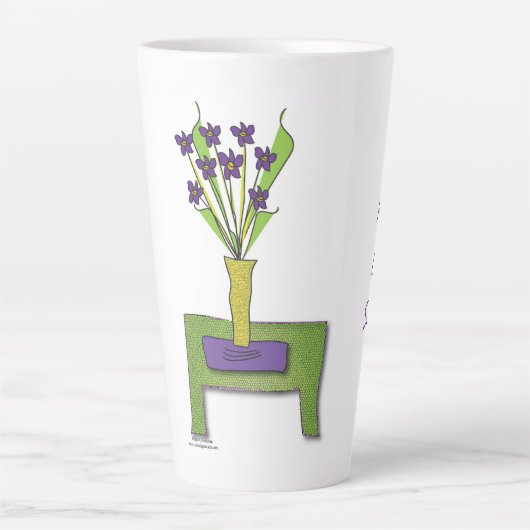 'Purple Flowers' - Garder la vie simple latte Mug (Devant)