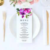 Purple Flowers & Greenery Leves Floral Wedding Menu