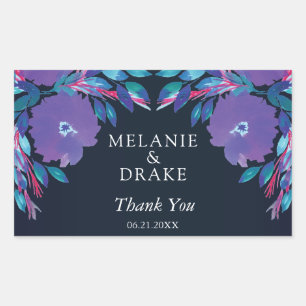 Purple Flowers Handbeschilderd Rechthoekige Sticker